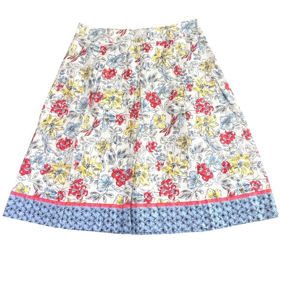 Talbots Dresses & Skirts - Talbots Womens 10 A Line Midi Skirt Floral Dragonfly Blue White Cottage Garden
